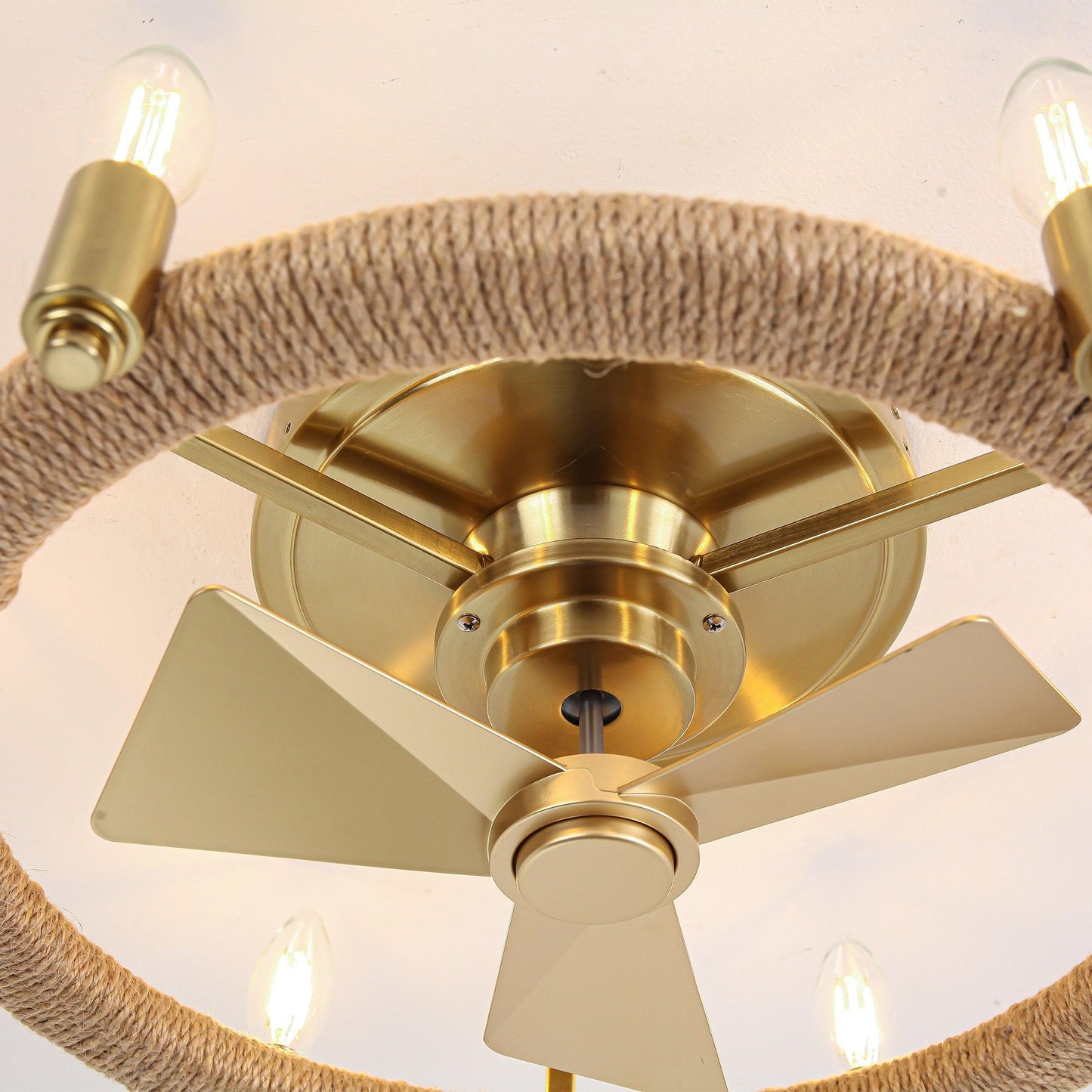 20" Flush Mount Golden Ceiling Fan with Light and Remote Control