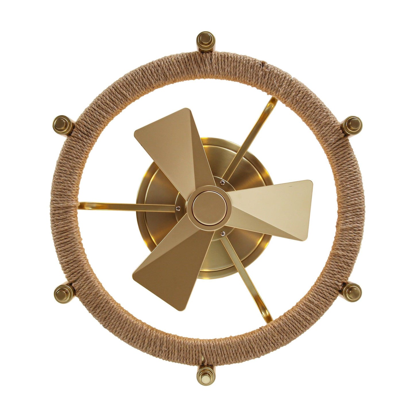 20" Flush Mount Golden Ceiling Fan with Light and Remote Control