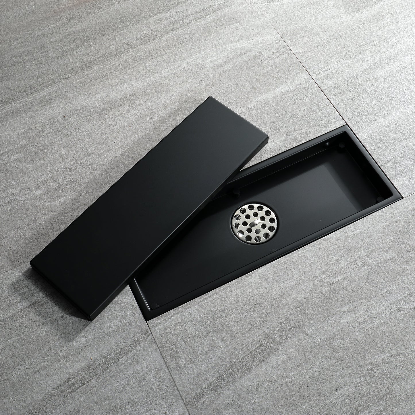Matte Black stainless floor drain 11.8inch x 4.3 inch