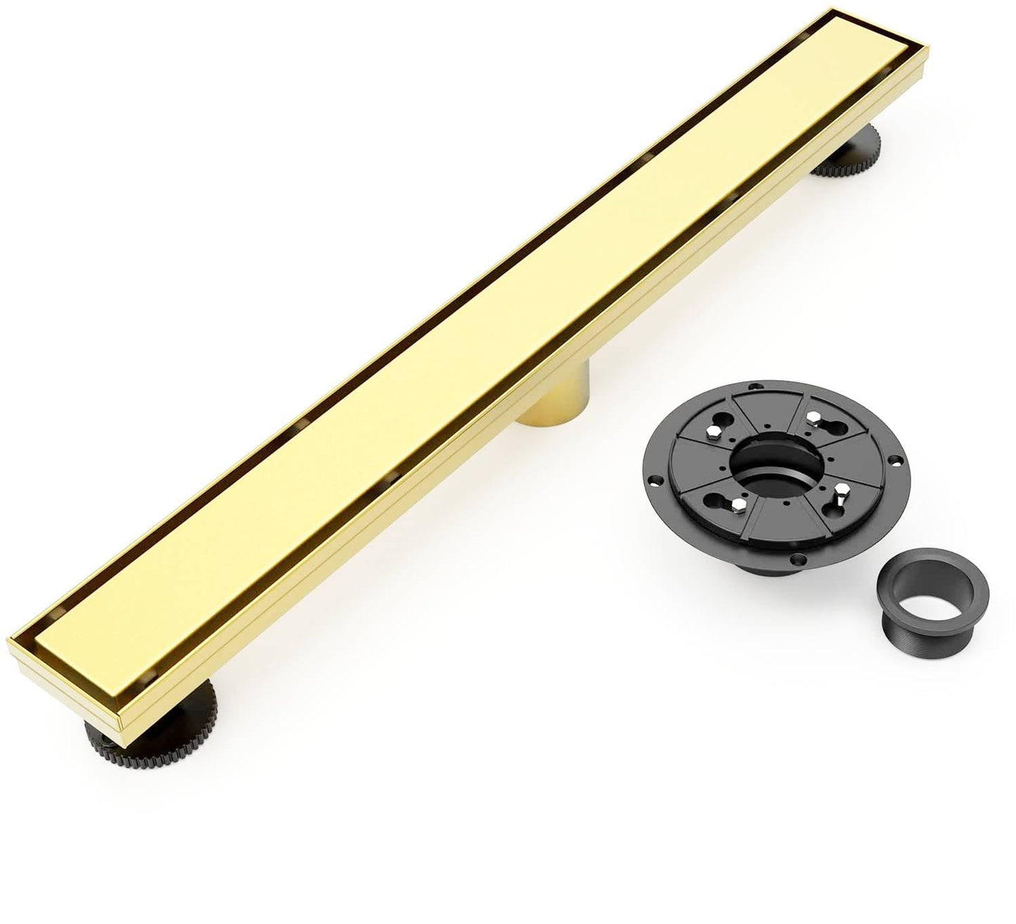 Brushed gold Linear shower drain stainless steel material 24 inch with tile insert 2-in-1 cover with hair strainer and adjustment feet