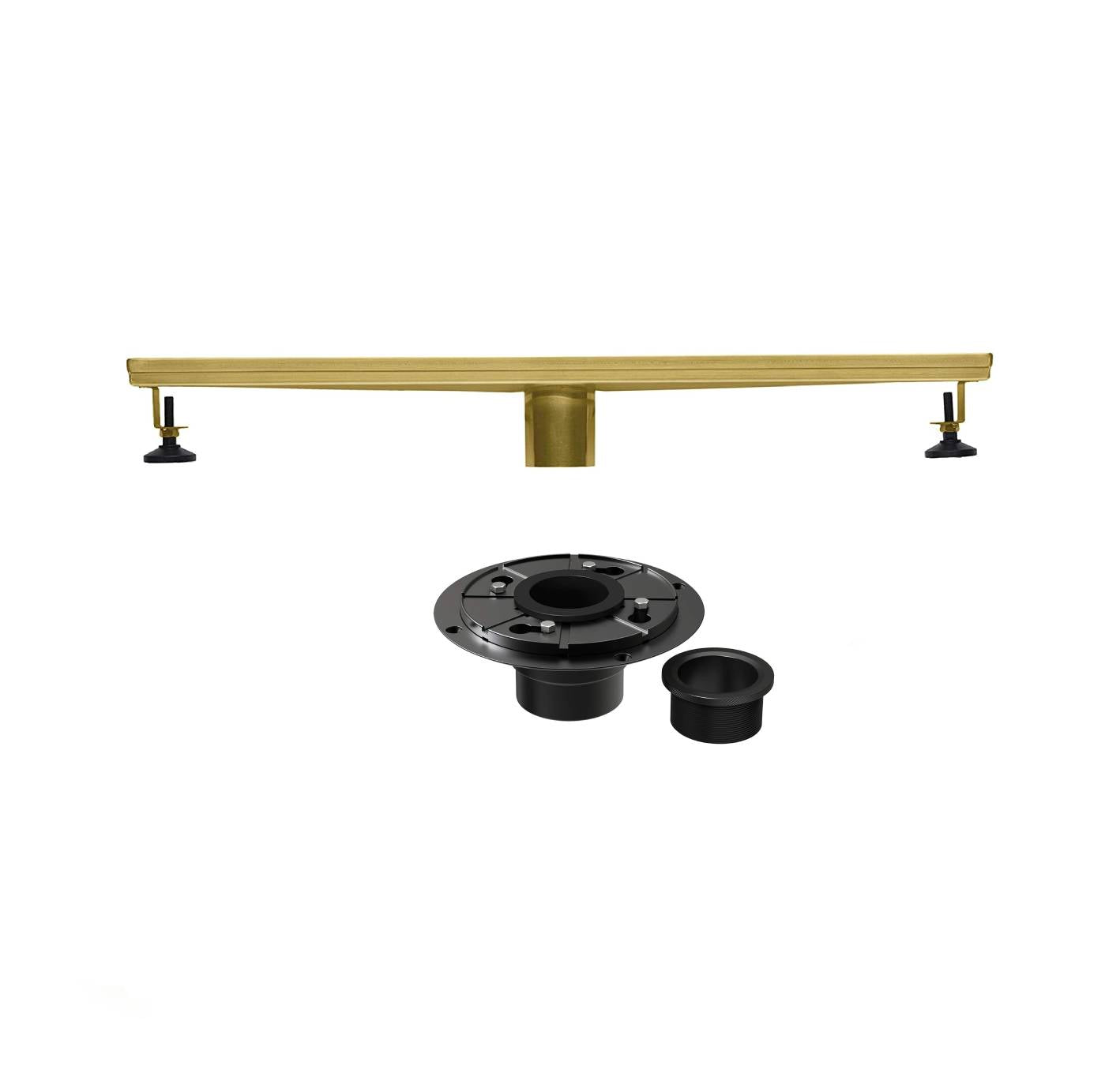 Brushed gold Linear shower drain stainless steel material 24 inch with tile insert 2-in-1 cover with hair strainer and adjustment feet