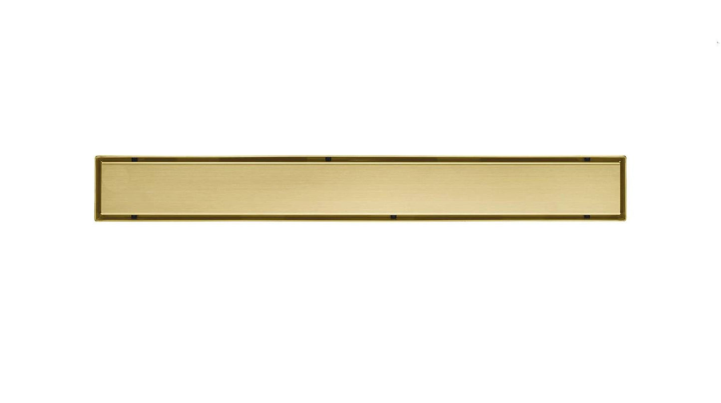 Brushed gold Linear shower drain stainless steel material 24 inch with tile insert 2-in-1 cover with hair strainer and adjustment feet