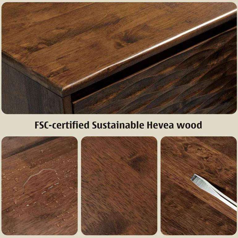 Acacia Elara Solid Wood TV Stand with Storage and Cable Management for TVs up to 80"