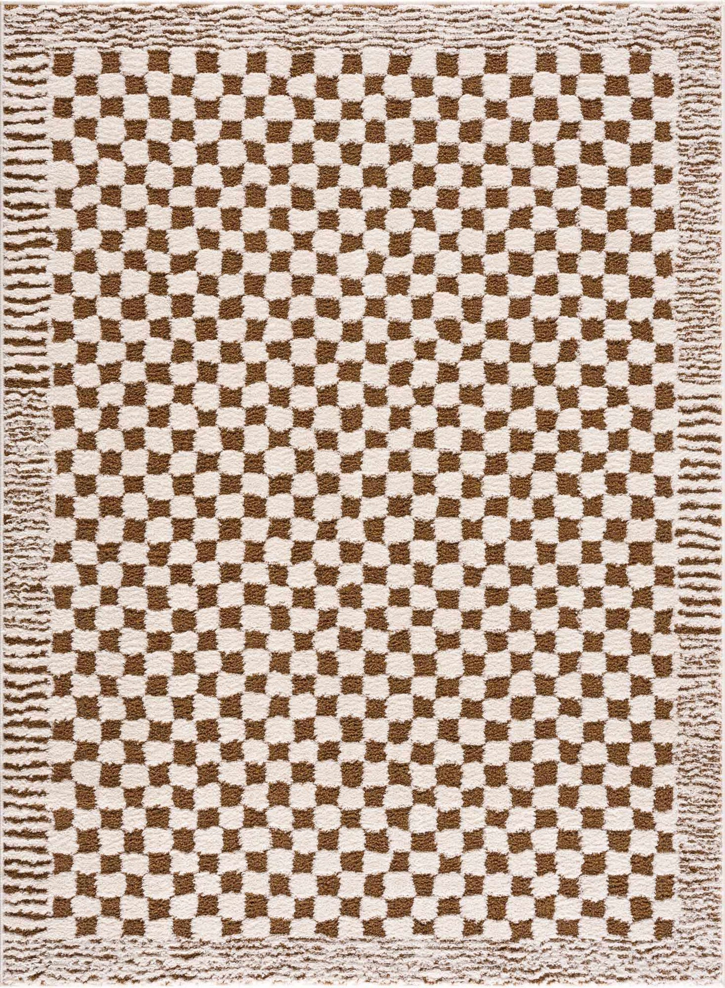 Leryn Brown & White Checkered Area Rug