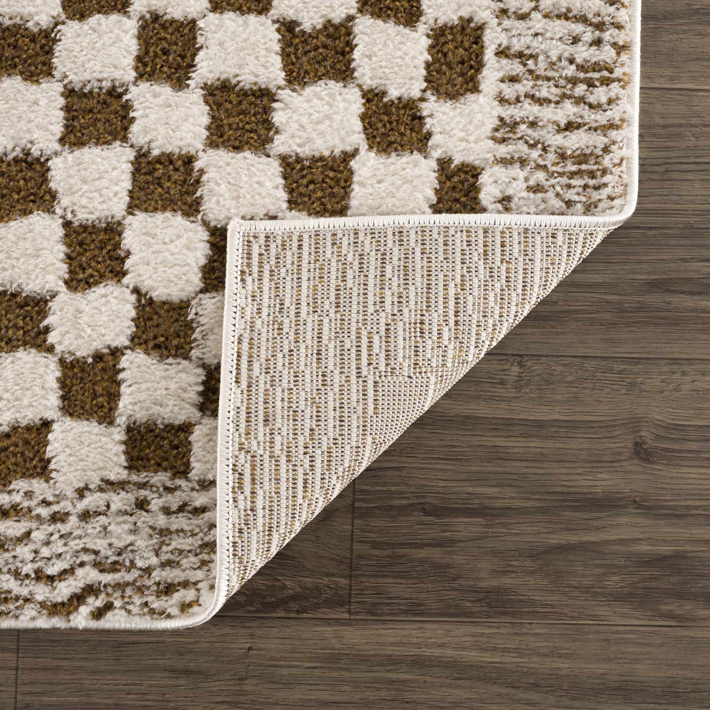 Leryn Brown Checkered Plush Rug