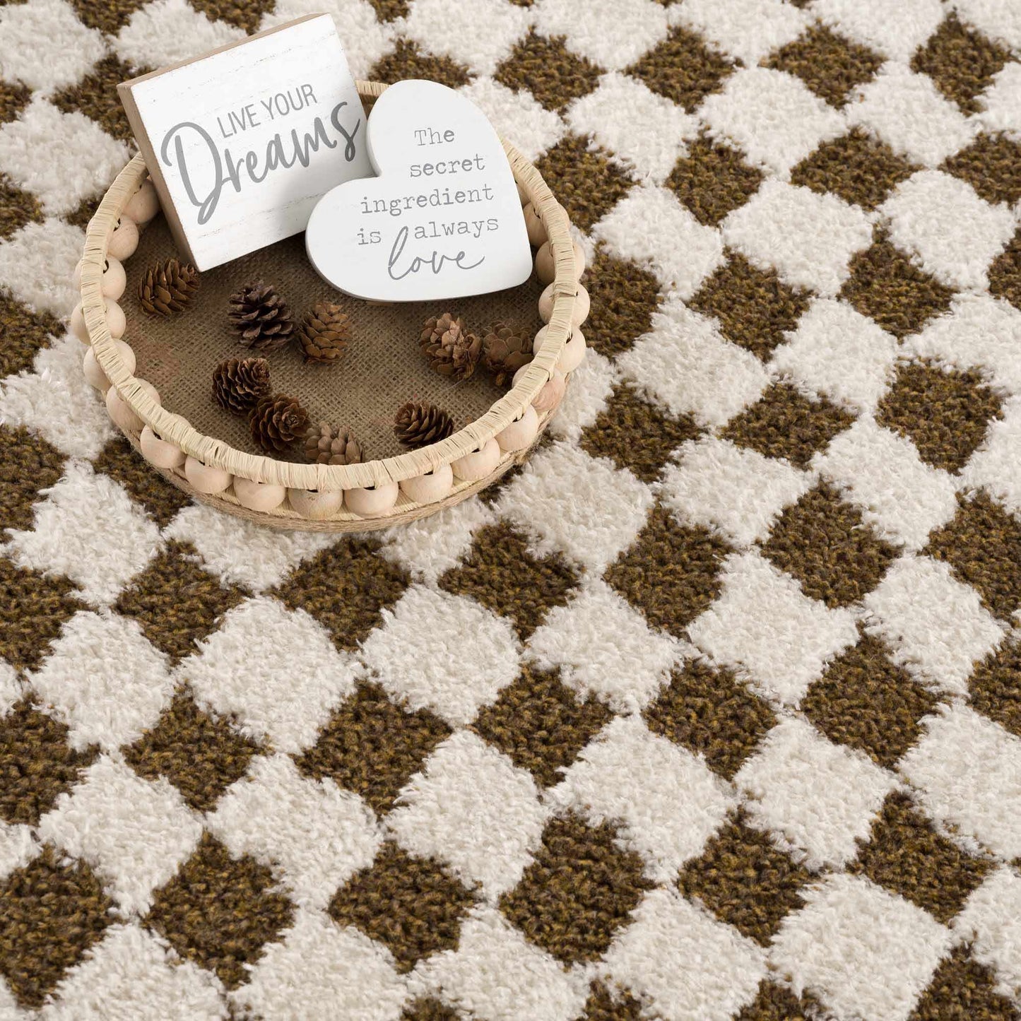 Leryn Brown Checkered Plush Rug