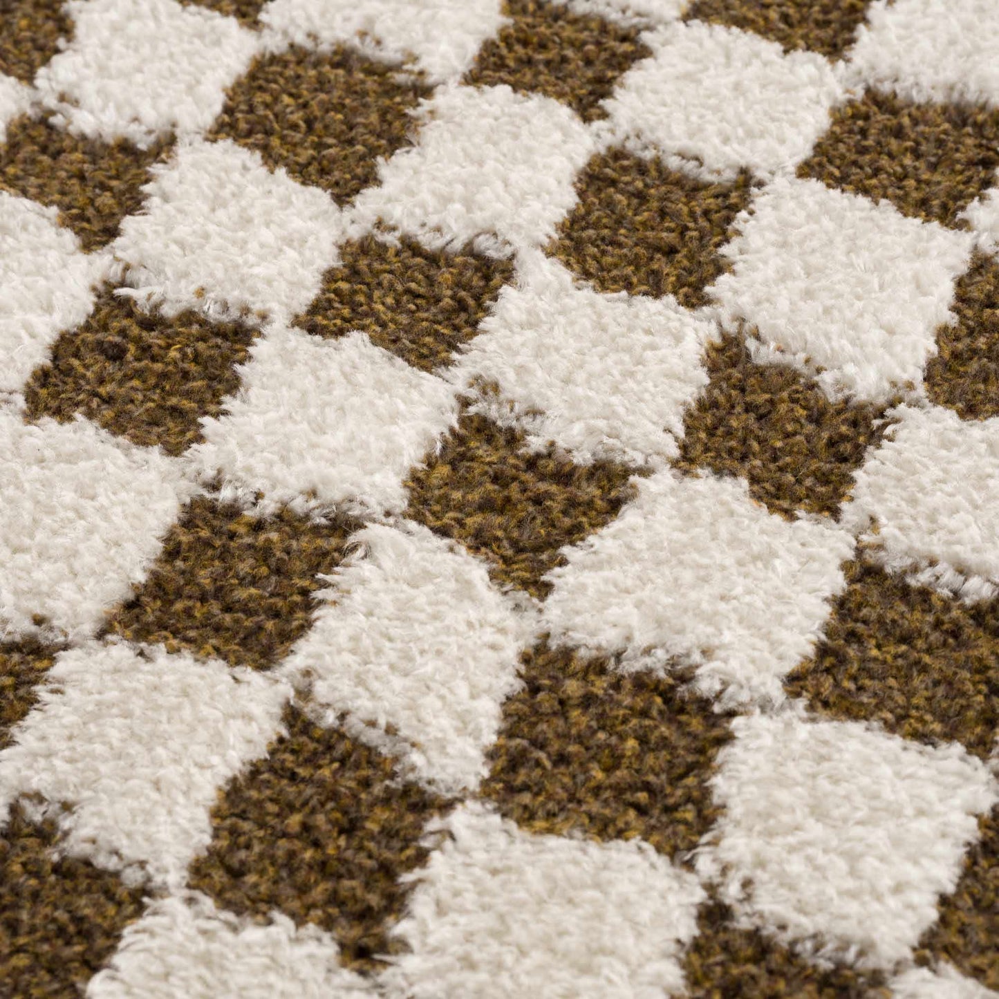 Leryn Brown & White Checkered Area Rug