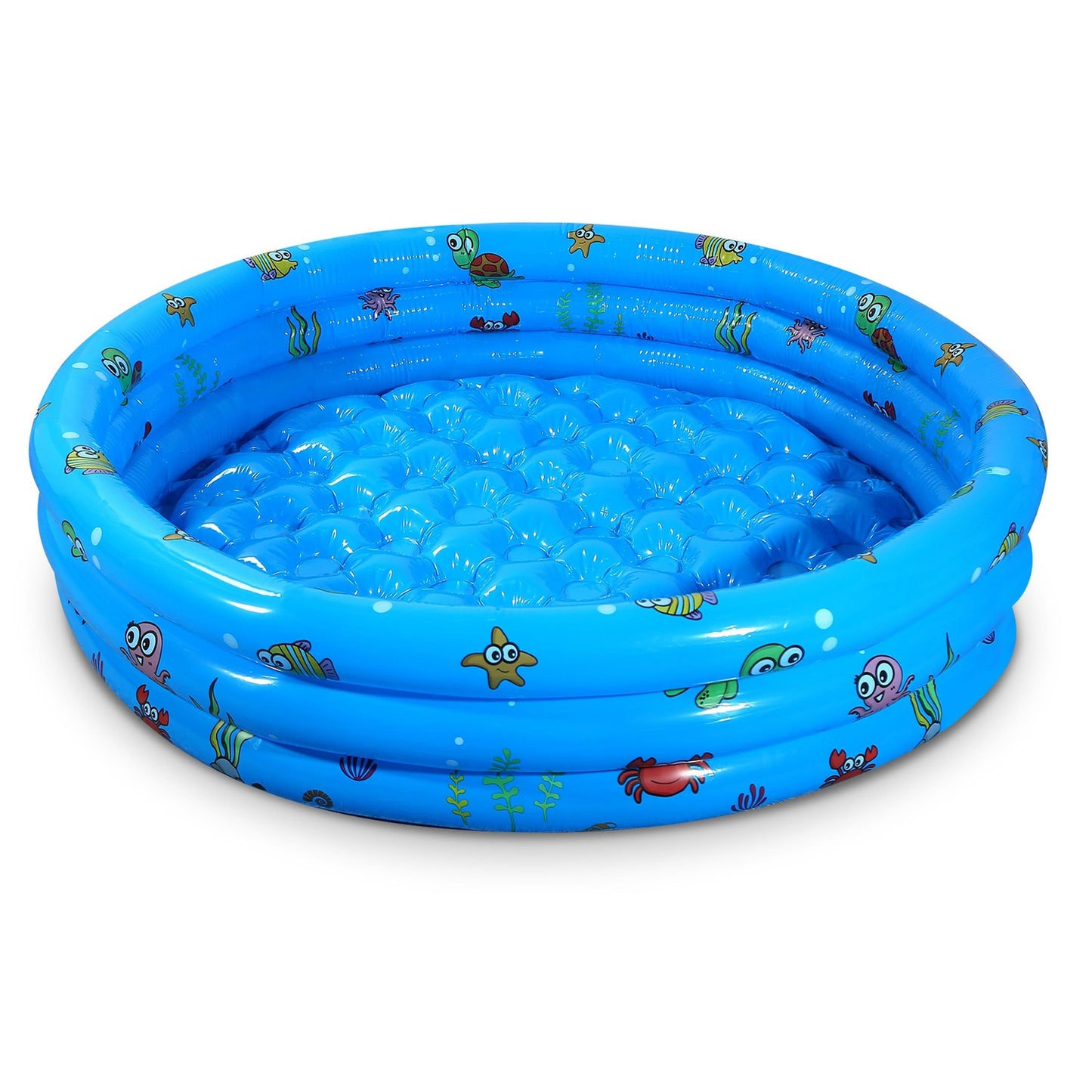 51x13 Inflatable Swimming Pool Blow Up Family Pool For 3 Kids Foldable Swim Ball Pool Center w/ 4 Valves Bottom Water Drain Plug For Indoor Backyard