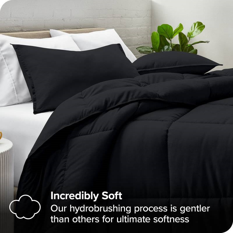 Full/Double size Luxuriously Soft Down Alternative Comforter Set in Black
