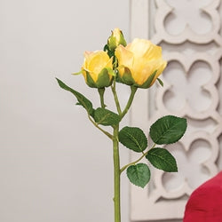 Blooming Soft Yellow Roses Pick - 17"