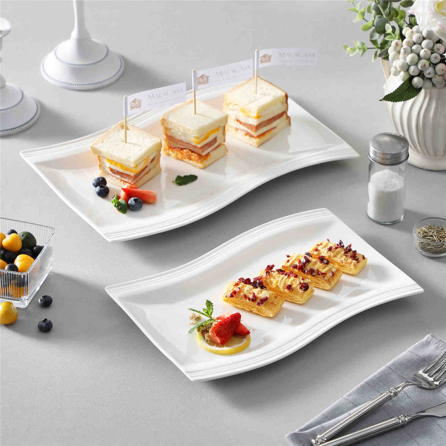 Flora Marble Grey Platters Set of 2