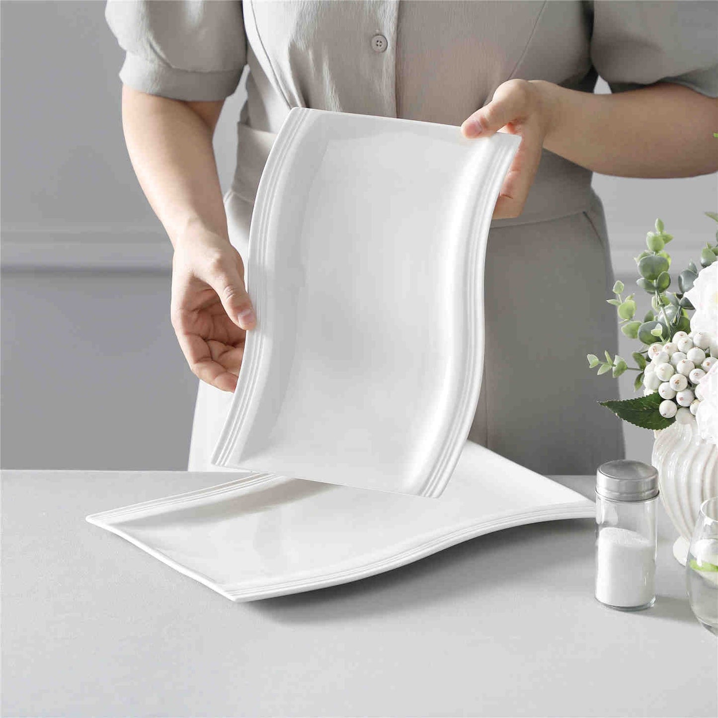 Flora Marble Grey Platters Set of 2