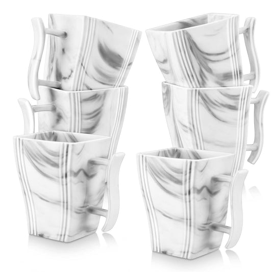 Flora Marble Grey Mugs Set of 6