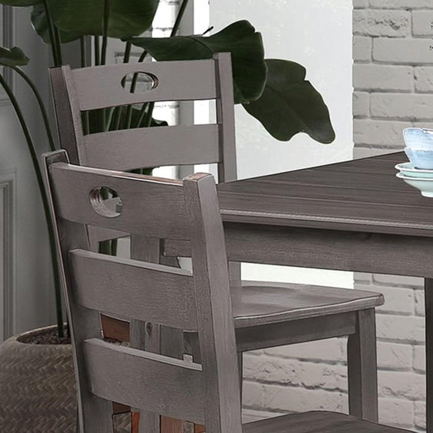 36"H Solid Rubberwood and Wood Veneer 5-Piece Counter Ht. Table Set