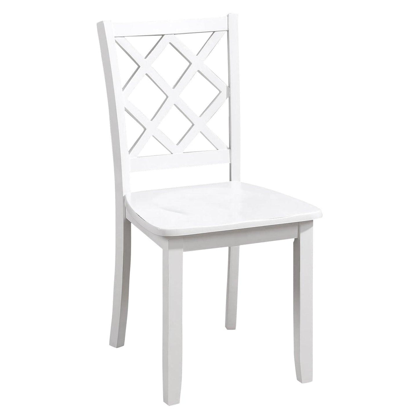 48"W Solid Rubberwood 5-Piece Dining Table Set with Diamond Chair Back