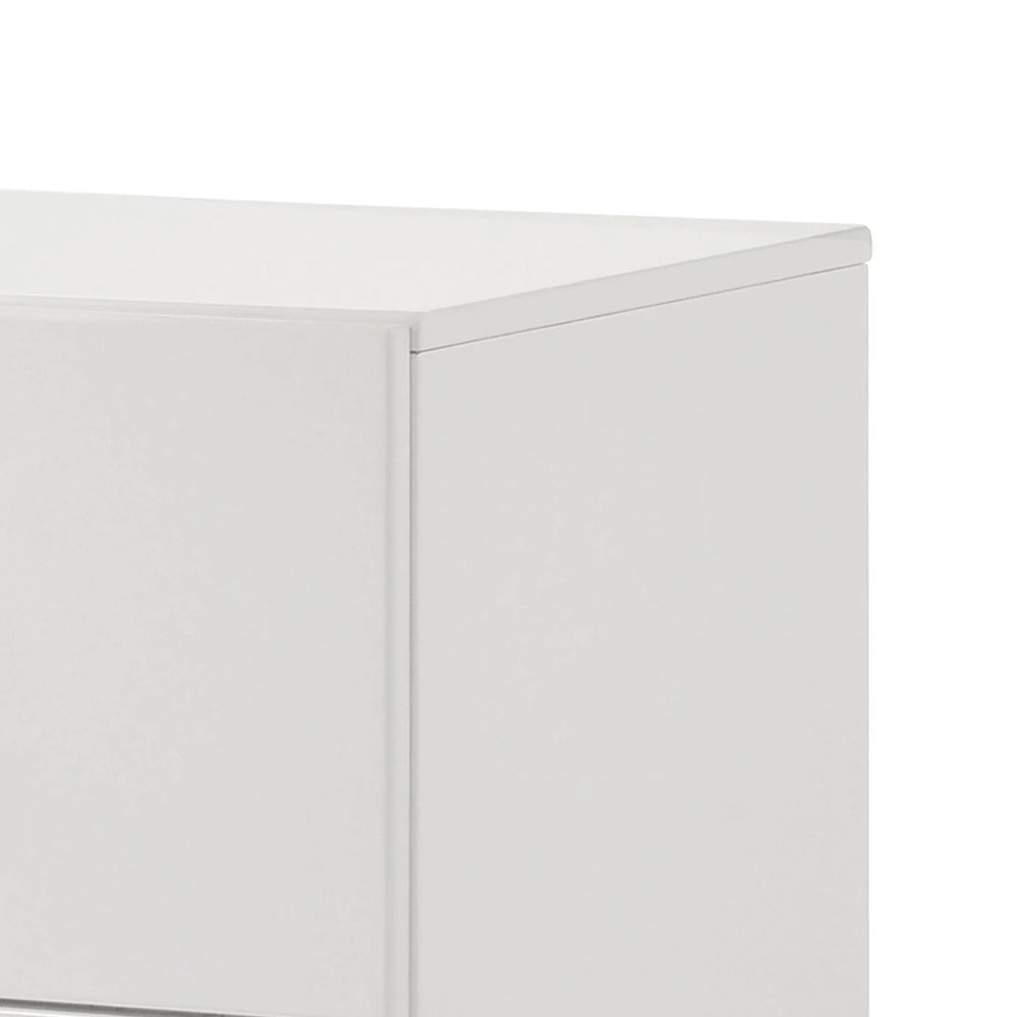 Stoholm Modern White Nightstand with 2-Drawer and Chrome Handles