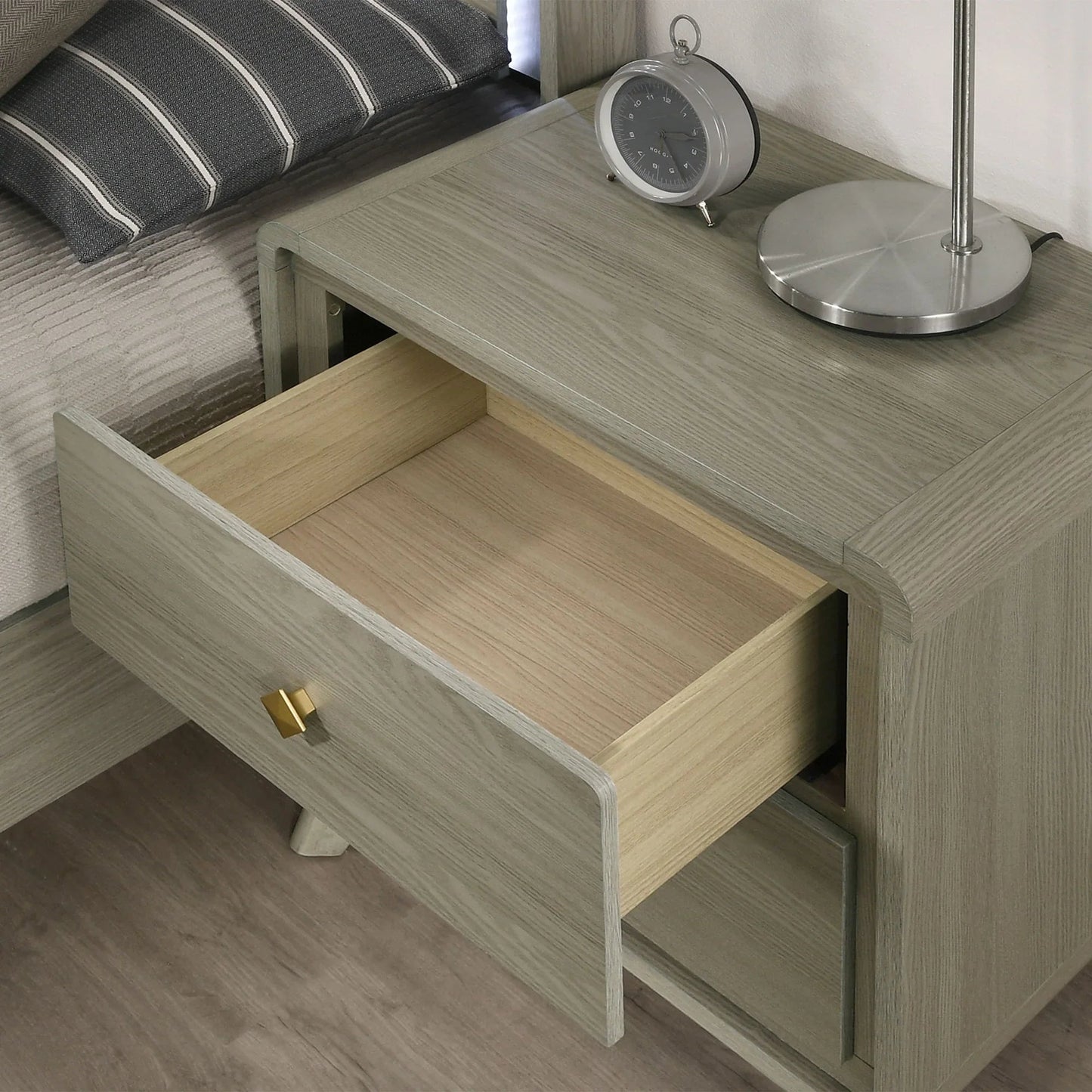 Rainier Modern 25" Gray Wood 2-Drawer Nightstand