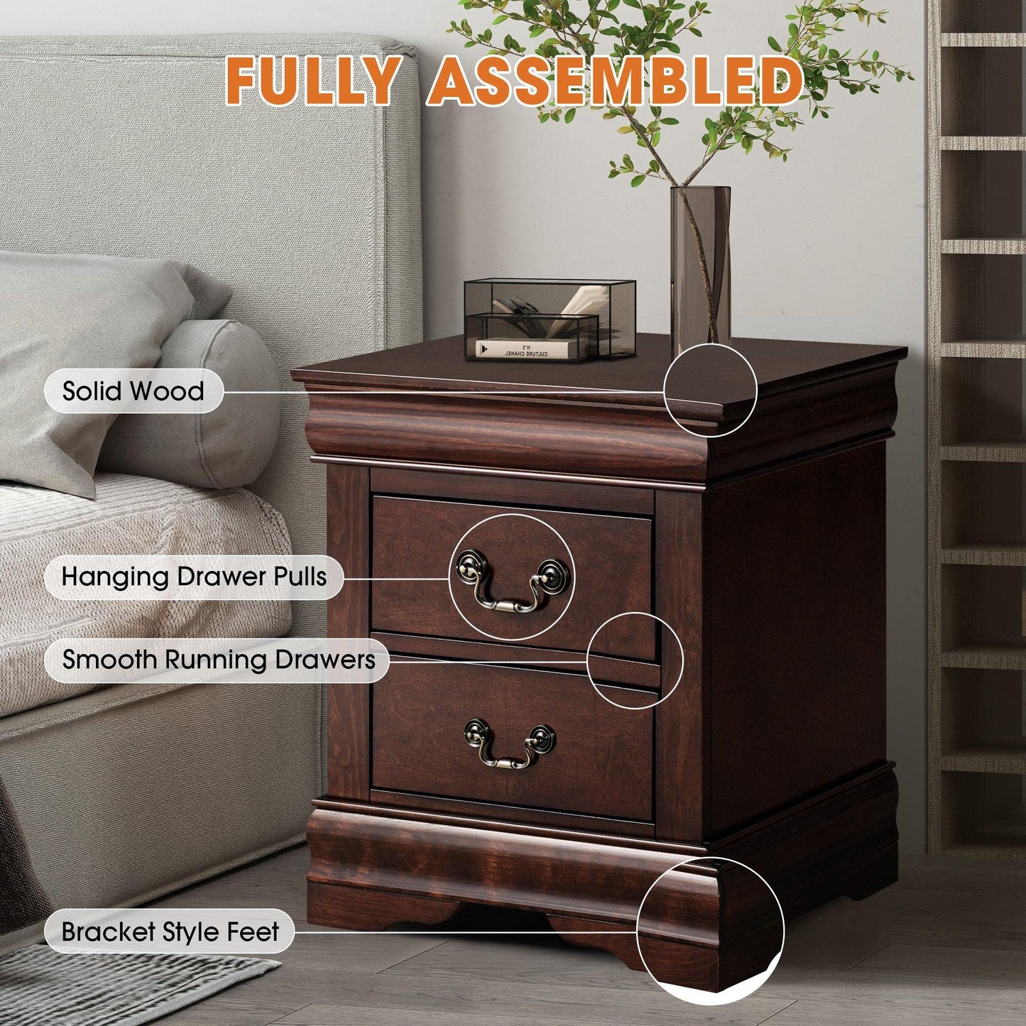 Furniture of America Night Stand Louis Philippe
