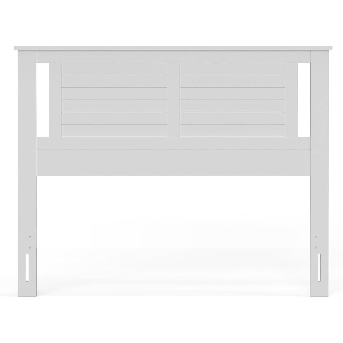 Full size Farmhouse Solid Wood Slatted Headboard in White Finish