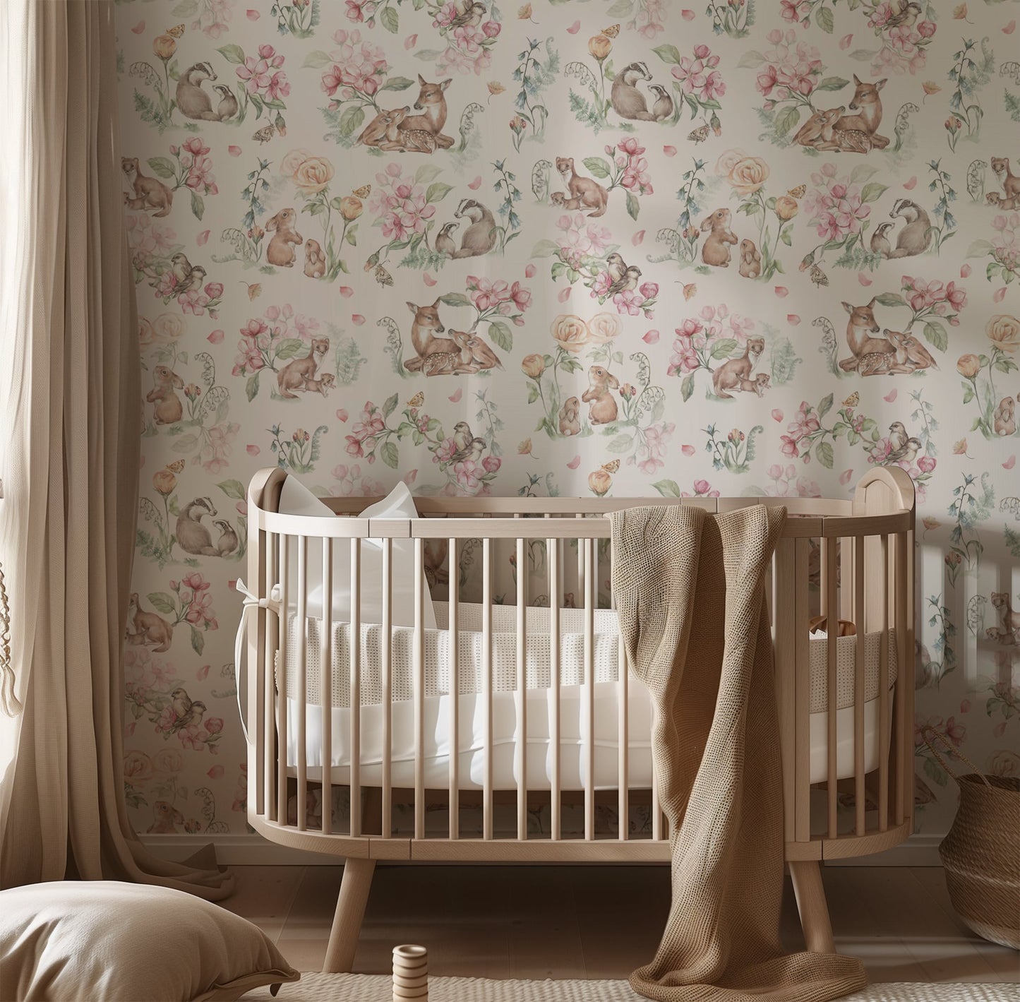Fairy Forest Meadow – Woodland Animals Nursery Wallpaper