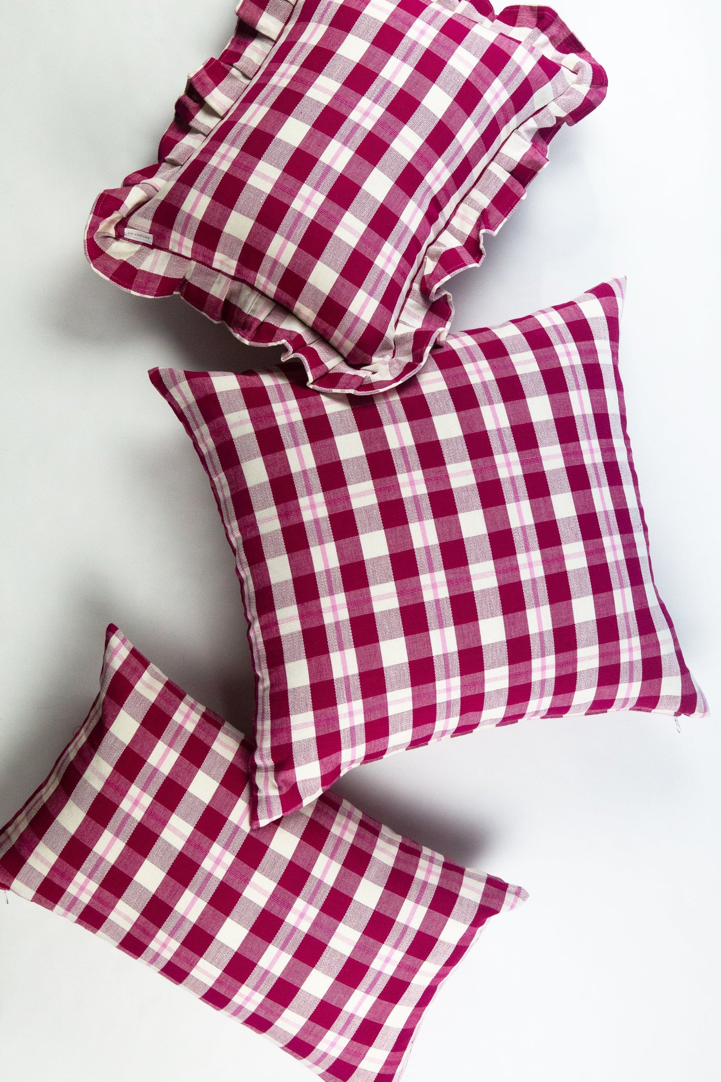 Abigail Cranberry Plaid Pillows