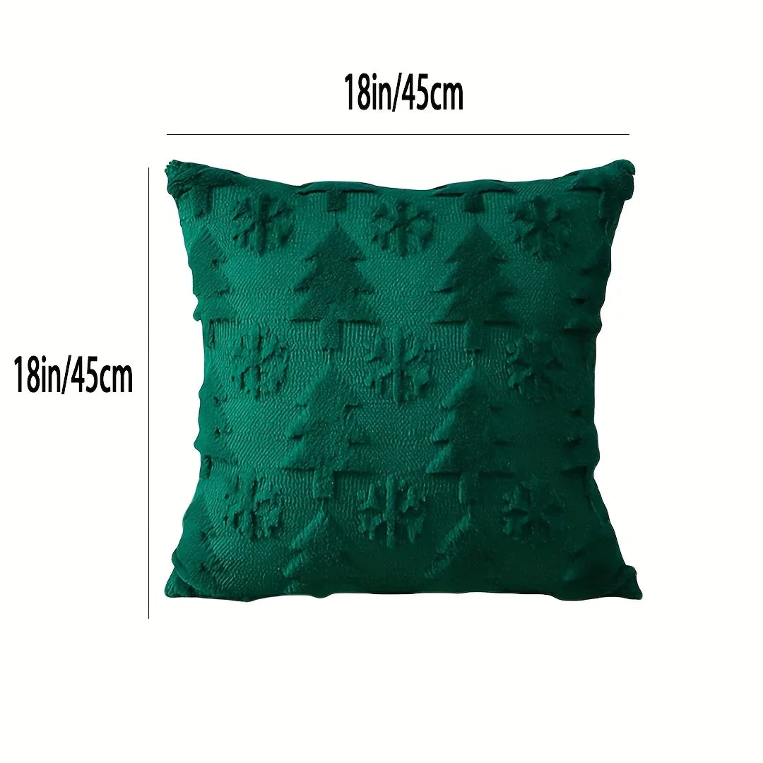 Faux Wool Christmas Tree Throw Pillow Covers, 45.72x45.72 cm, Snowflake Design