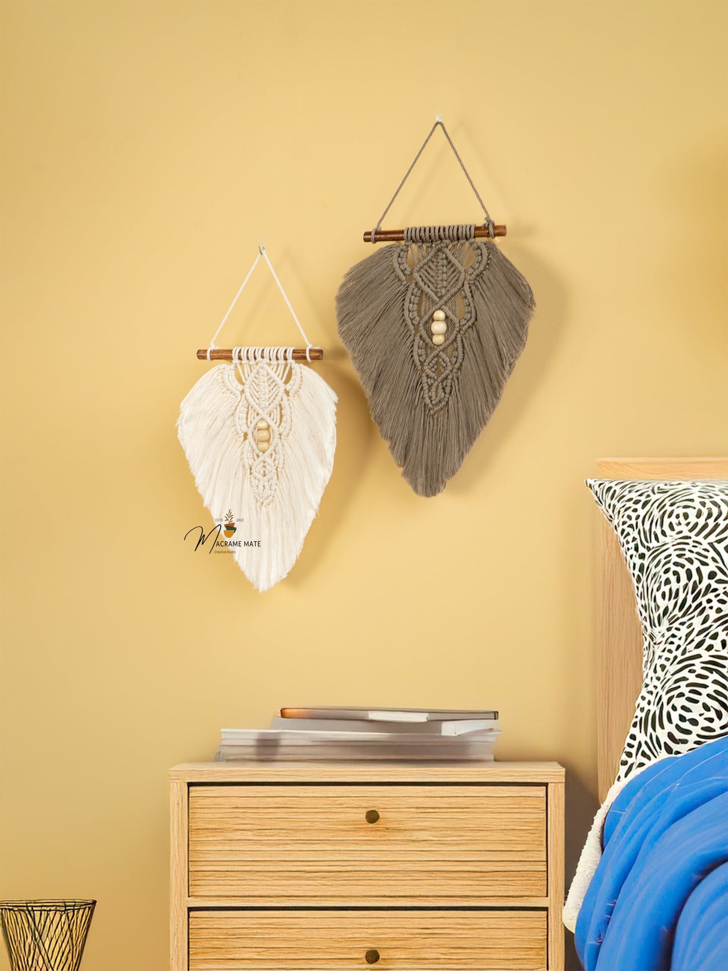 Rustic Natural Taupe Macrame Leaves