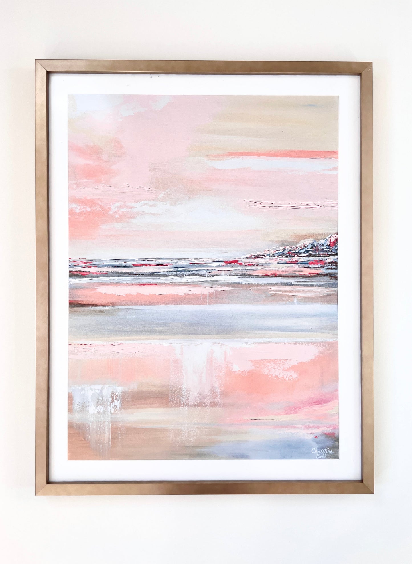 "Romantic Impressions" GICLEE PRINT Art Pink White Grey Beige Coastal Abstract Painting Modern Wall Art
