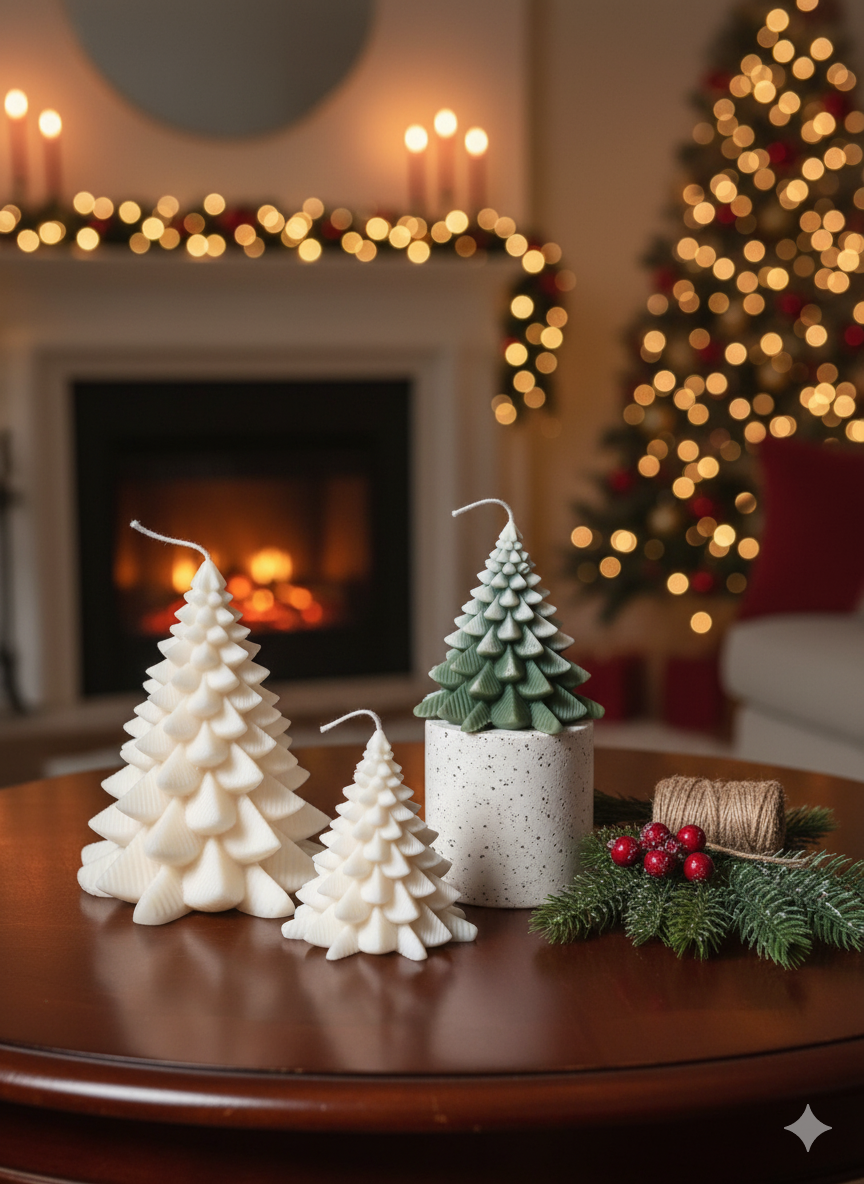 Christmas Fir Tree Candles - Festive Holiday Decor for Your Home