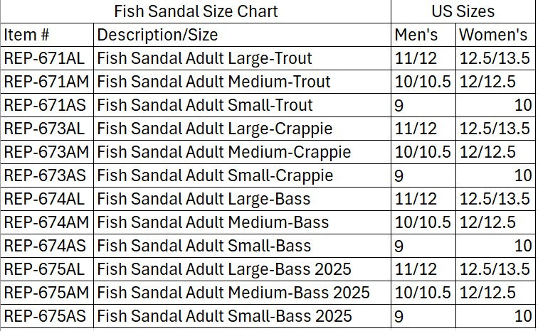 Fish Sandal Adult Small-Crappie