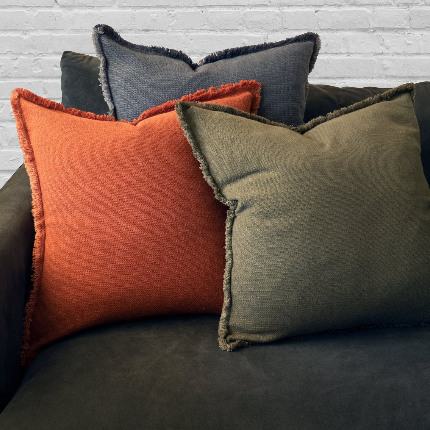 Garment Washed Flange Decorative Pillow