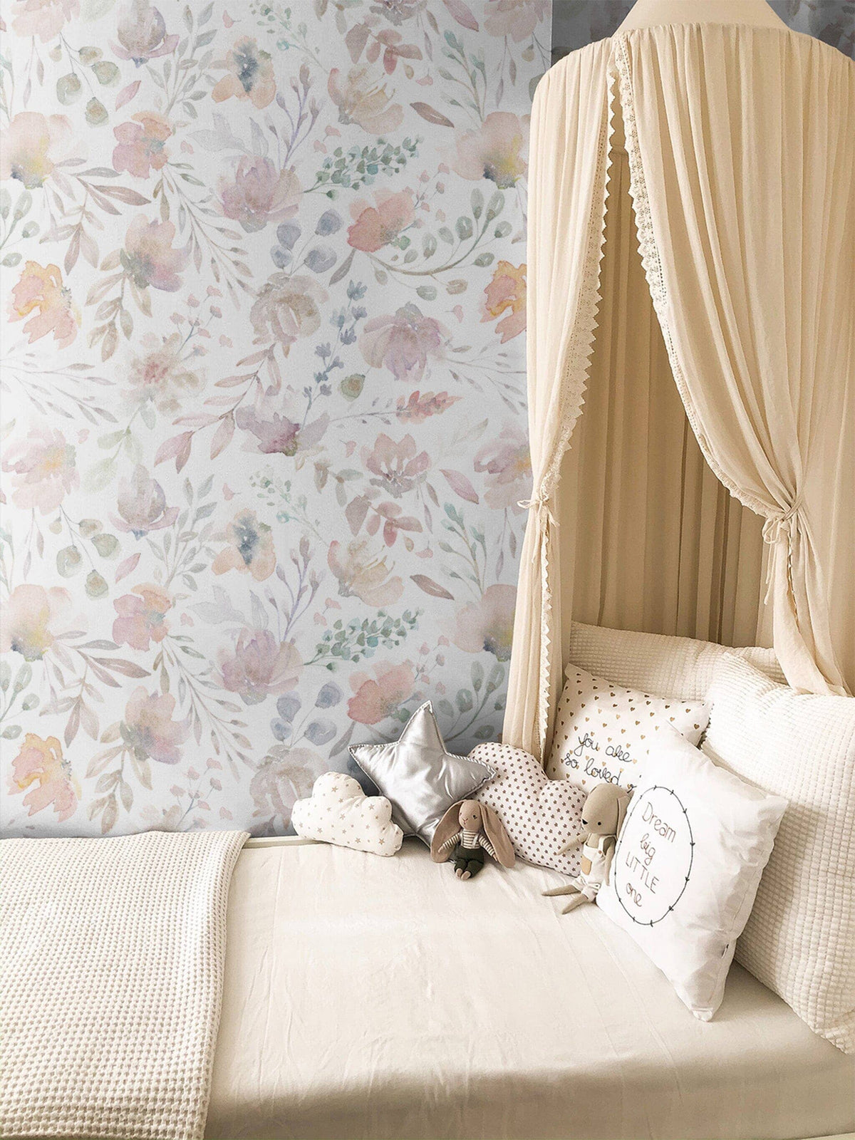 Delicate Watercolor Flowers Stick on Wallpaper