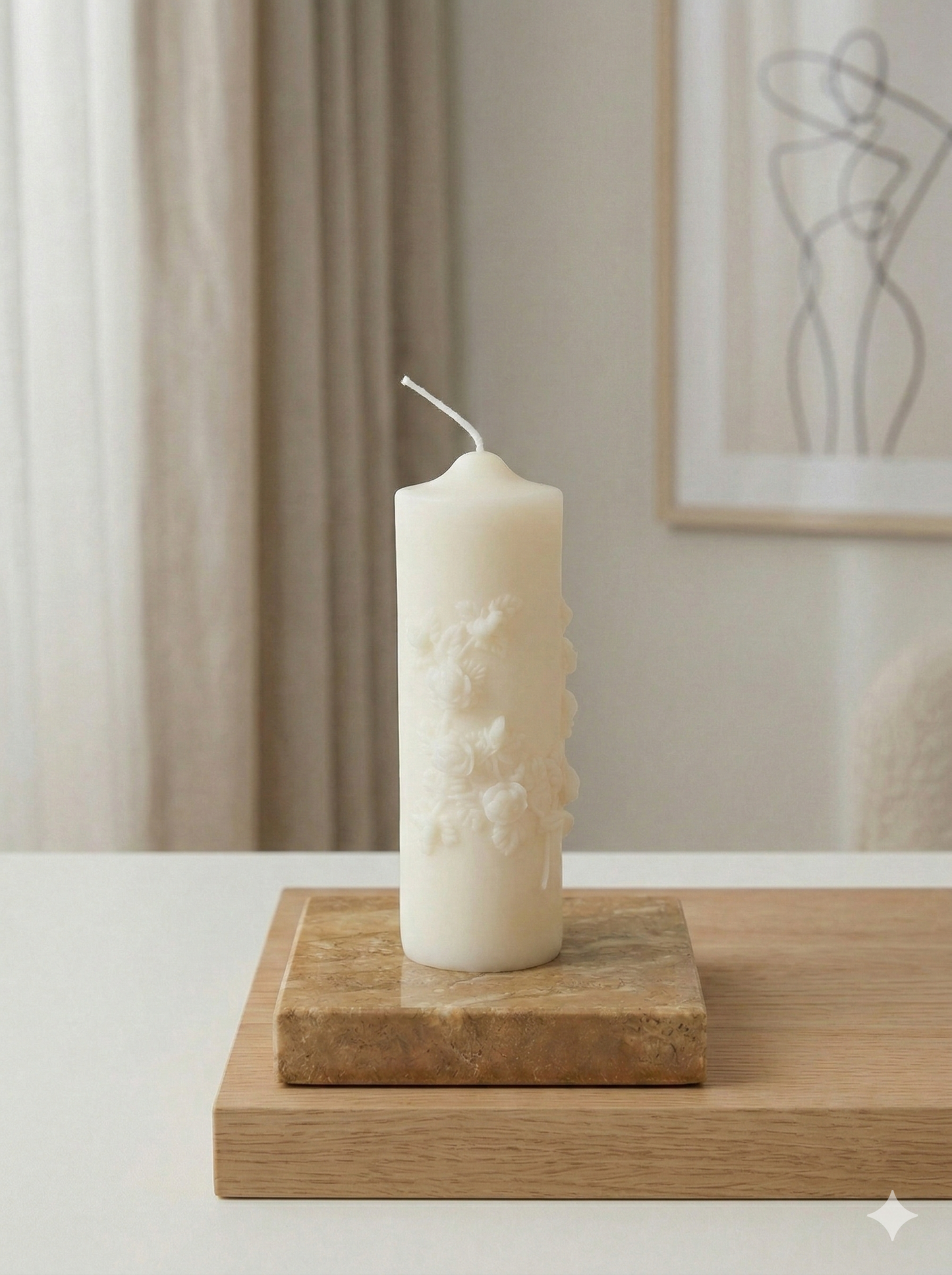 Floral Pillar Scented Candle | Handmade Home Decor