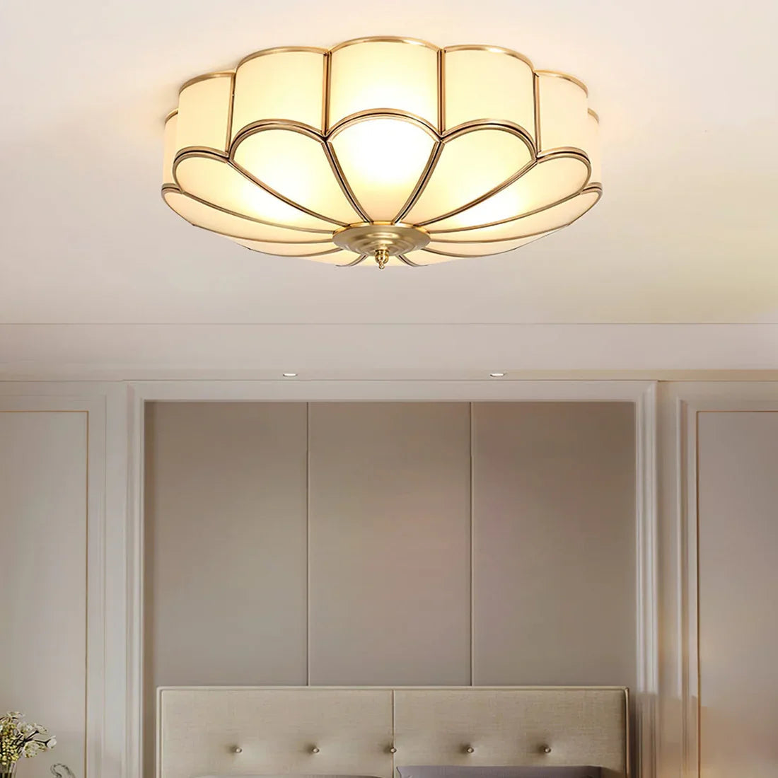 Floral Glass Flush Mount Ceiling Light