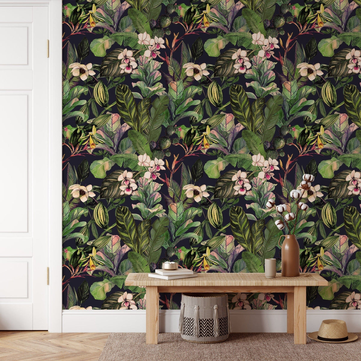 Green Biophilic Tropical Wallpaper