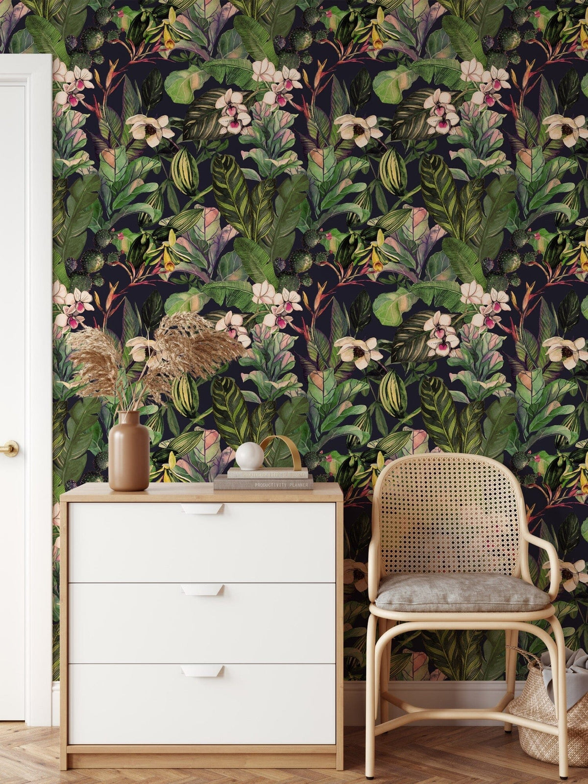 Green Biophilic Tropical Wallpaper