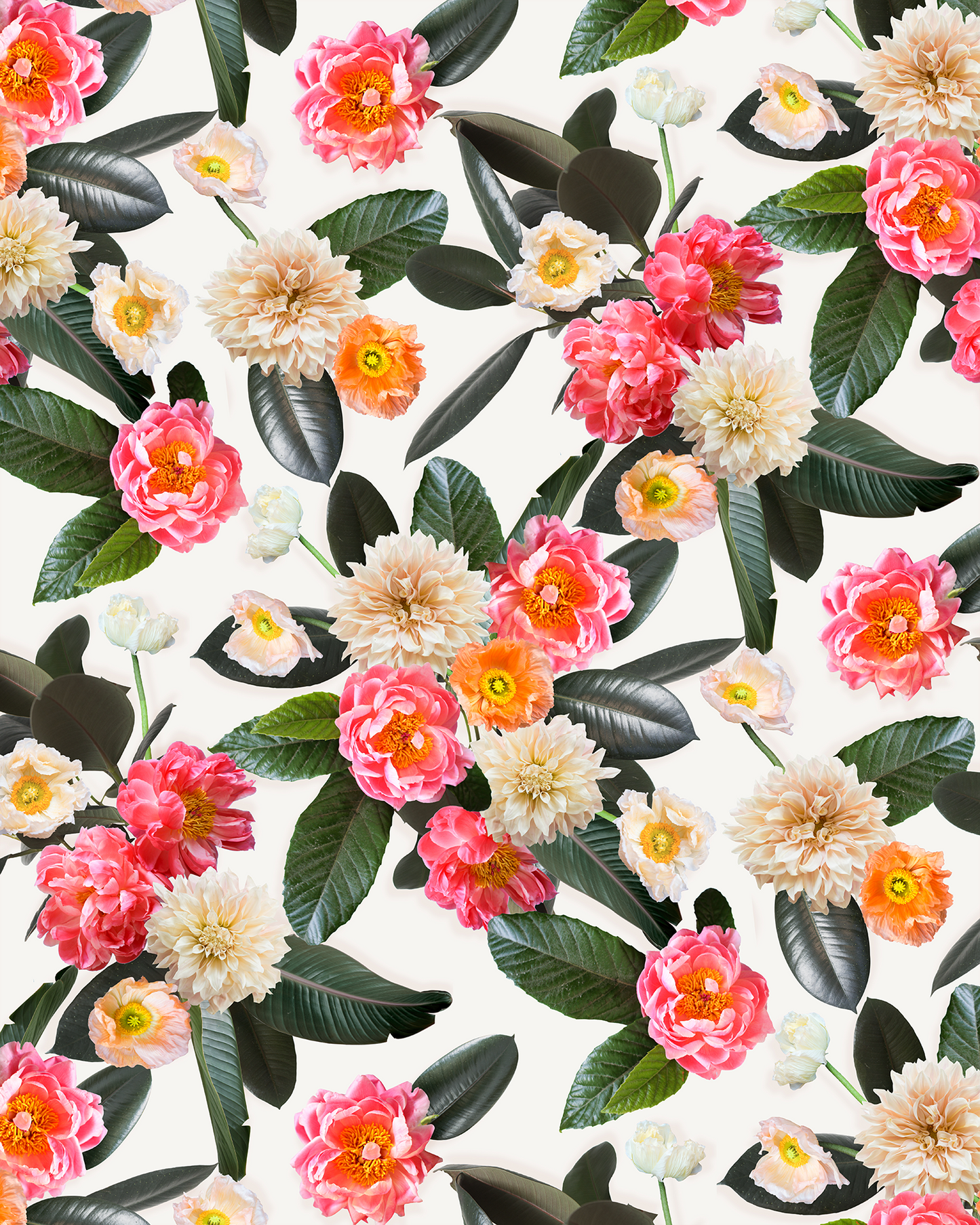 Flower Party Wallpaper, white