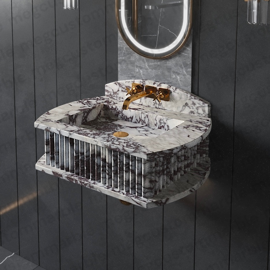 Bathroom Fluted Marble Sinks