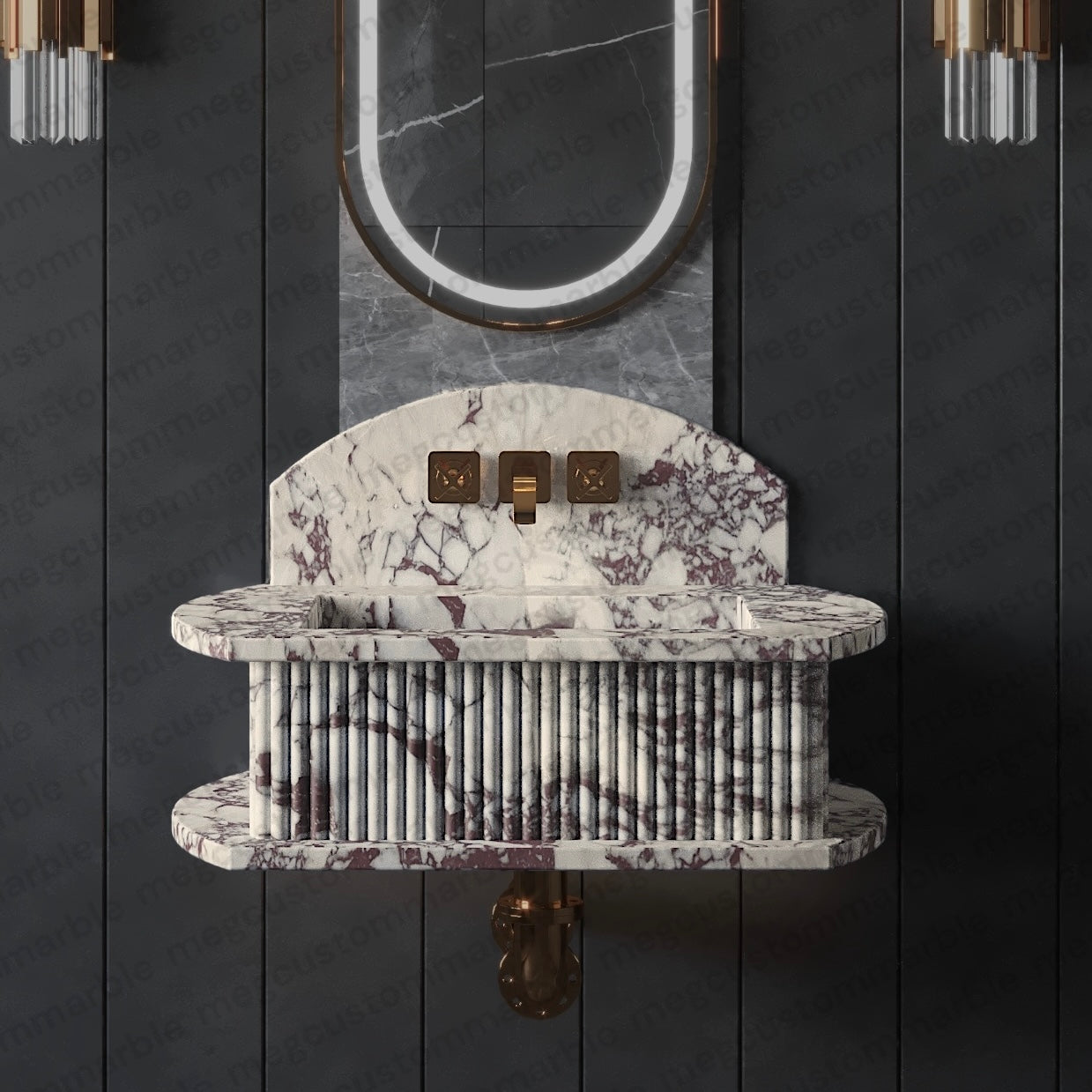 Bathroom Fluted Marble Sinks