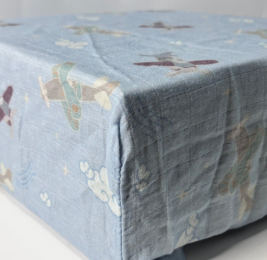 Organic Bamboo Blend Crib Sheet in Dreamy Planes