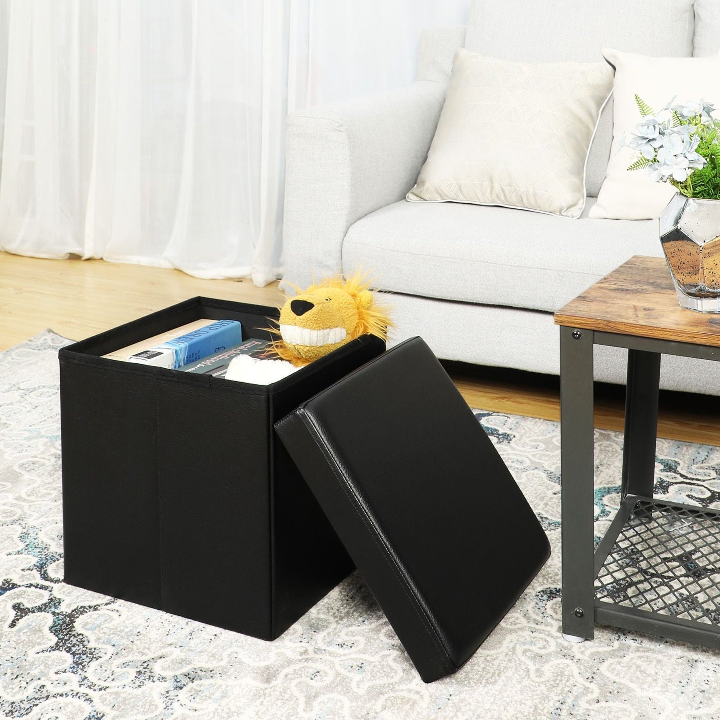 Folding Storage Ottoman Cube
