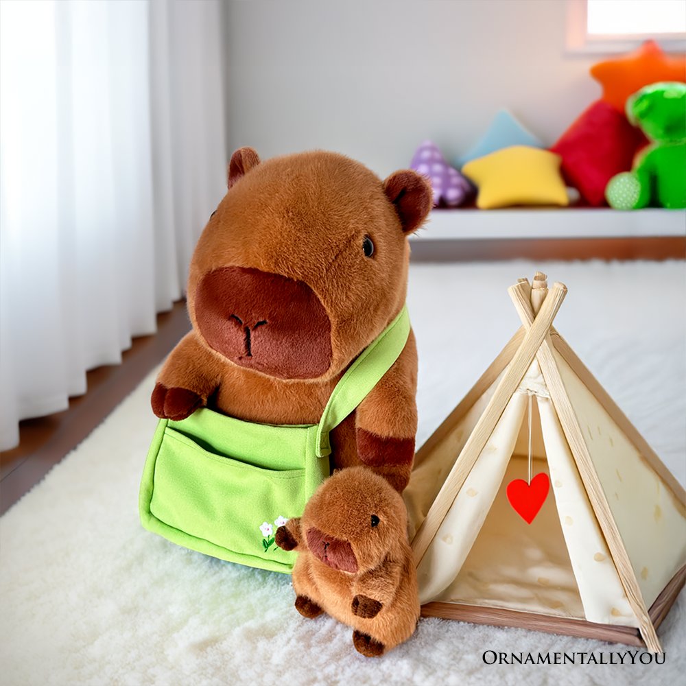 Coco the Capybara and Her Baby Plushie Set, Adorable 12" Stuffed Animal Toy Gift for Children