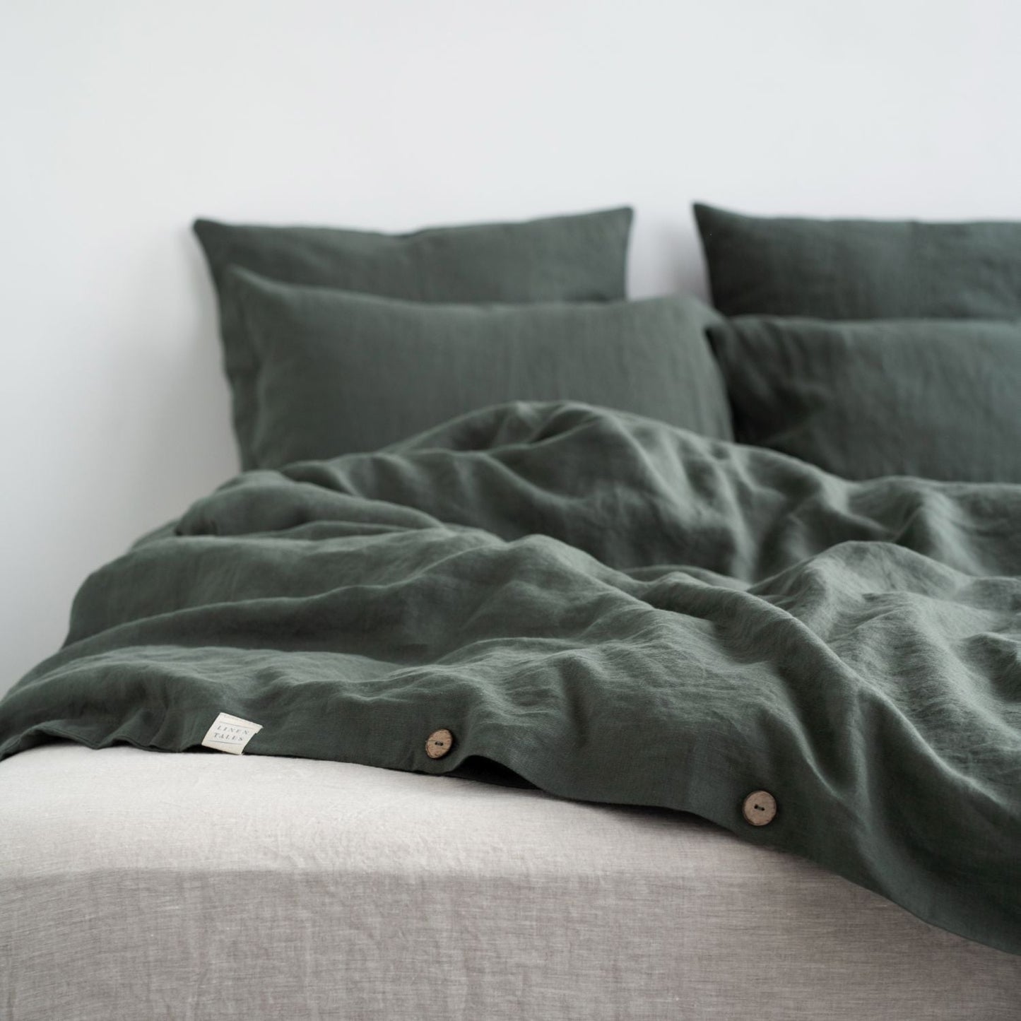 Linen Tales Forest Green Linen Duvet Cover Set