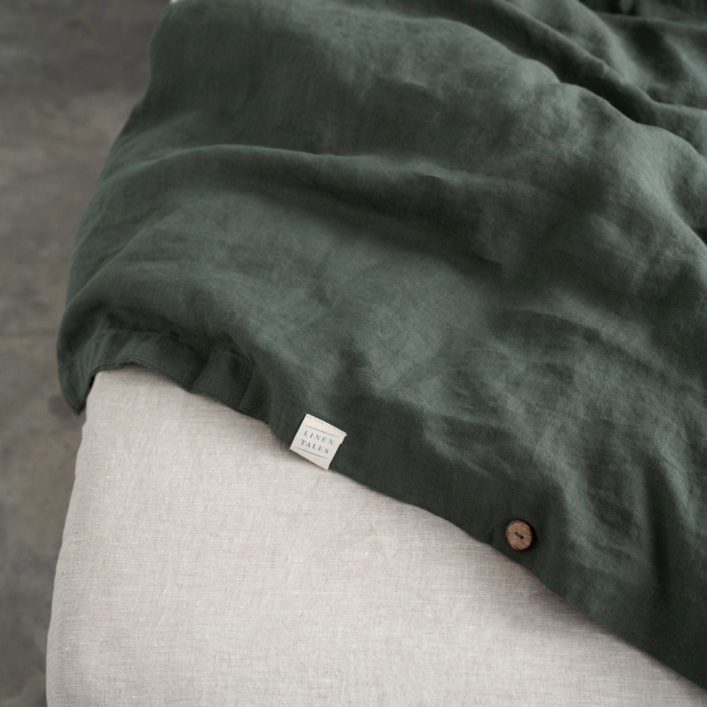 Linen Tales Forest Green Linen Duvet Cover Set