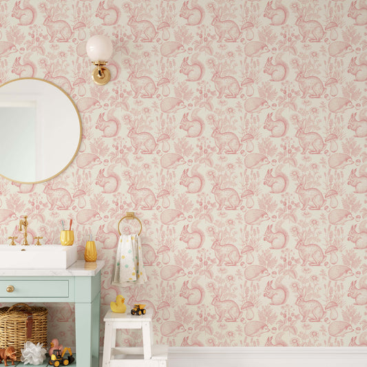 Vintage Forest Animal Wallpaper - Hedgehogs, Squirrels and Rabbits