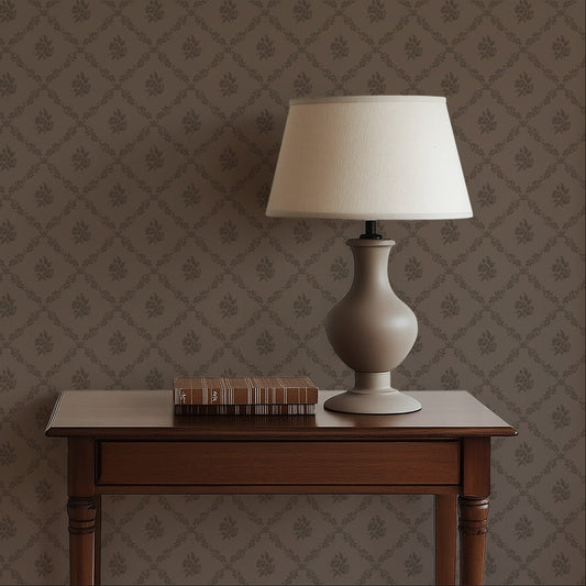 Della Brown Floral Trellis Wallpaper