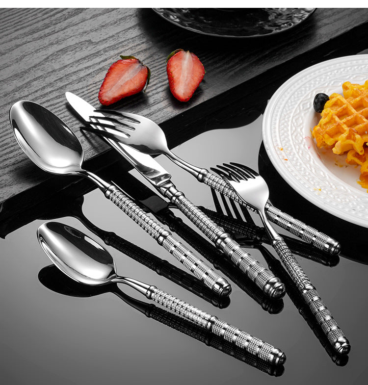 France Embossed Vintage Luxury Gilded Flatware Set