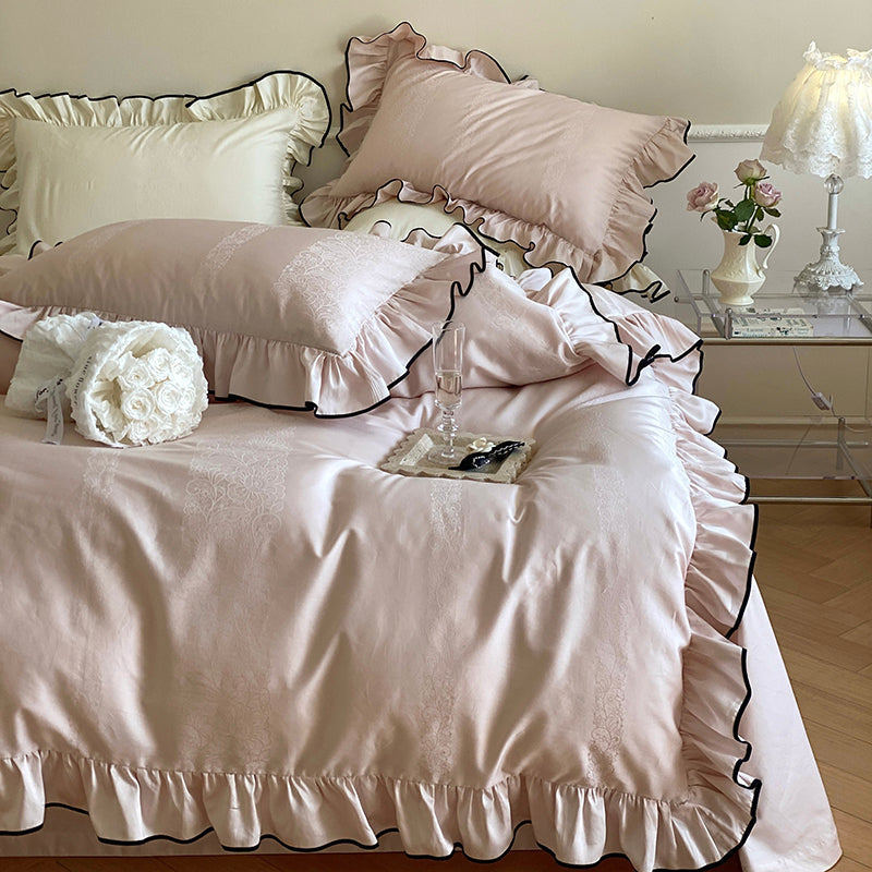 French Sweetheart Ruffle Egyptian Cotton Duvet Cover Set