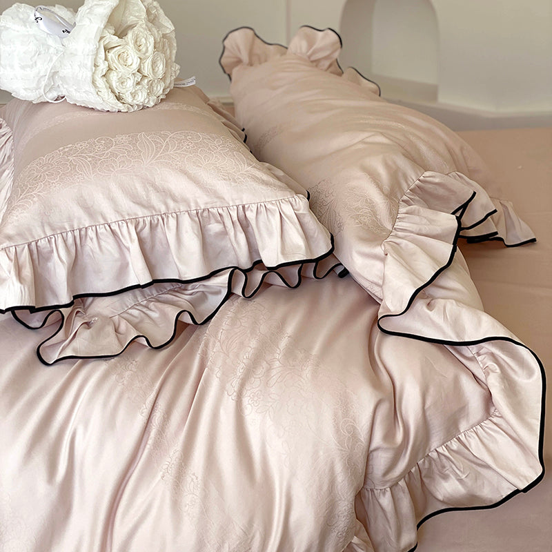 French Sweetheart Ruffle Egyptian Cotton Duvet Cover Set
