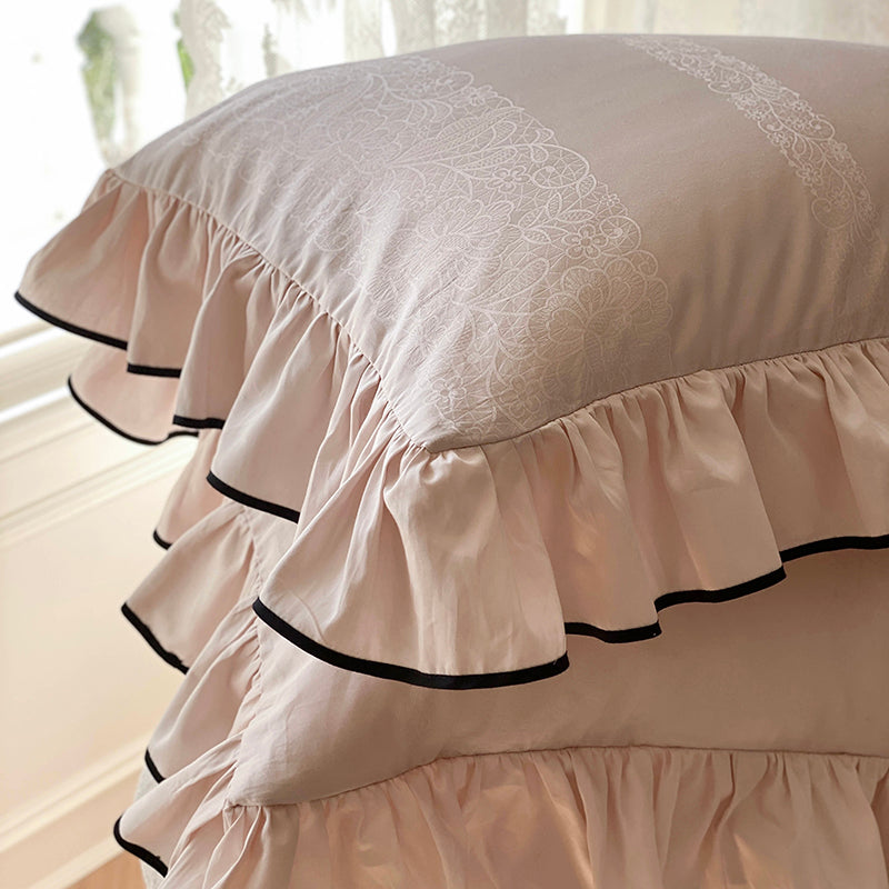 French Sweetheart Ruffle Egyptian Cotton Duvet Cover Set